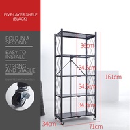 3-4-5 Layer Folding Kitchen Supplies Racks Installation-free Foldable Steel  Shelf Racks With Wheels