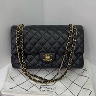 Chanel 香奈兒 Classic Flap CF 羊皮 黑色金扣 中號31開 卡不見了