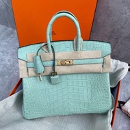 Birkin 25 6U薄荷綠 金扣 霧面鱷魚 B stamp