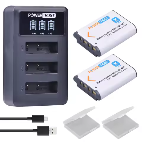 PowerTrust NP-BX1 NPBX1 Battery+LED 3Slots USB Charger for Sony DSC RX1 RX100 AS100V M3 M2 HX300 HX4