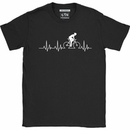 6Tn Men'S Funny Cycling T Shirt Cycling Pulse Heartbeat Design