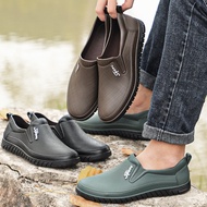 Men's Non-Slip Low Top Rain Boots, Men's Fashion Flat Pump Work Shoes, Rainproof Waterproof Gum Shoe