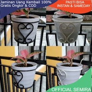 GANTUNGAN Balcony Love/ Hanging Flower Pot Rack Balcony Railing/Pot Hanger/Hanging Rack/Iron Pot Sta