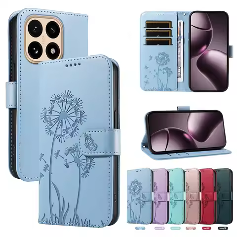 Embossed Dandelion Magnetic Flip Case for Xiaomi 15T 15 14T 14 13T 13 12T 12 11T 11 Lite Pro 5G Ultr