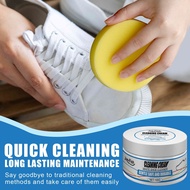 [Footprint Tribe] 100g White Shoes Cleaning Stain Whitening Cleaner Dirt Cream For Shoe Brush Reusable Sneakers With Wipe Sponge