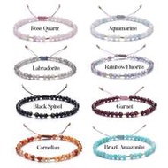 1pc 4mm Elegant Natural Stone Necklace - Amazonite, Red Agate, Garnet, Aquamarine, Rose Quartz Beads