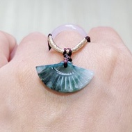 親翠 天然翡翠 冰藍水漂亮小扇子調整式繩鏈