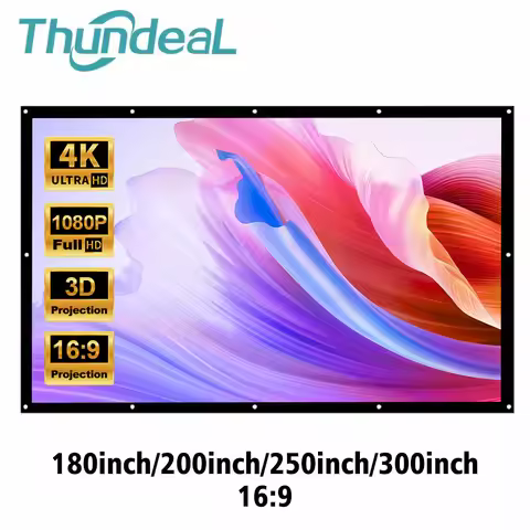 ThundeaL 180 200 250 300 Inch Projection Screen for BenQ Optoma XGIMI Projector Screen Canvas Matt W