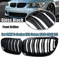 For BMW 3 SERIES E92 E93 2010-2013 Kidney Grill Grille GLOSS BLACK Double Bridge-