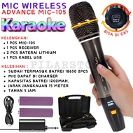 Mic Wireless Advance 105 Microphone 105 Mic Tanpa Kabel - Microphone Profesional Advance Mic-105 Mic Wireless Silver Metalic~PLS