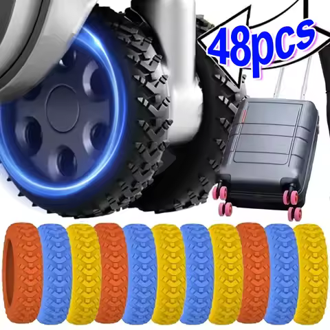 4-48PCS Luggage Wheels Protector Silicone Wheels Caster Shoe Travel Luggage Suitcase Reduce Noise Wh