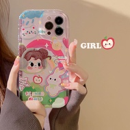 Headphone Girl IPhone 11 12 13 14 Pro Max Phone Case Transprent Cute Caing Rabbit 油画适用iphone14手机壳苹果1