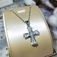 Shining Sisters ♀Crystal Cross Necklace Pendant Fashion Christian Accessories Prayer Silver Gemstone