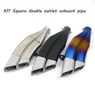 51mm Universal Motorcycle Exhaust Tube Double Outlet Square k11 For Xre 300 Crf 230 Yamaha mt09 mt03