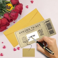 TARSURESG Golden Ticket Scratch- Card, with Envelope Raffle Gift Concert Ticket,  Scratch  Ticket Pa