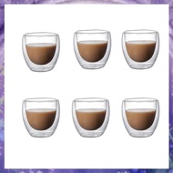 [r3jylk02.vn] 6PCS Clear Double Wall Glass Coffee Mugs Insulated Layer Cups Set for Bar Tea Milk Jui