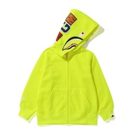 BAPE แบรนด์อินเทรนด์ BEII BAPE เสื้อแจ็คเก็ตชายเด็กชายและเด็กหญิงเสื้อสเวตเชิ้ตมีซิปฮู้ดสีทึบสีเขียว
