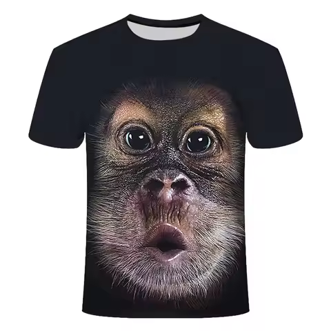 Summer 3D T-shirt Print Animal Monkey Gorilla Short Sleeve Funny Casual Jersey Top T-Shirt Men Large