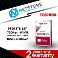 TOSHIBA P300 3TB 3.5” 7200rpm 64MB INTERNAL HARD DRIVE - HDWD130UZSVA