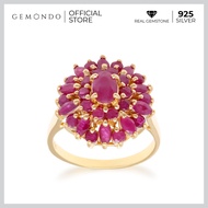 Gemondo แหวนทองคำแท้ 925 ประดับทับทิมทรงช่อมงกุฏ  : แหวนทอง แหวนพลอย แหวนอัญมณี แหวนทับทิม