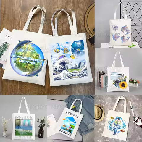 Frutiger Aero Canvas Shoulder Bag Customize Handbag Ladies Casual Tote Bag Large Capacity Reusable S