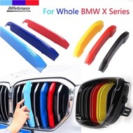 3pcs Car Racing Front Grille Trim Strips For BMW X1 E84 F48 X2 F39 X3 F25 G01 X4 F26 G02 X5 E70 F15 G05 X6 E71 F16 G06