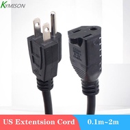 Usa 3 Prong Male Plug To Female Socket Extension Cable American Nema 5-15p To 5-15r Power Cord 0.3m/