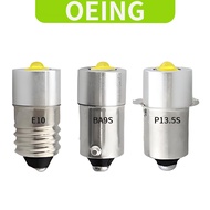 OEING Led Flashlight Bulb, 3W, P13.5S, BA9S, E10, DC3-12V, DC6-24V, Warm Light, White Light