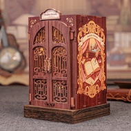 Mini Booknook Bookstore Series with Sensor Light 3D Wooden Puzzle Book Nook Miniature Dollhouse Book