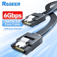 Rageer 39cm Black SATA III 6Gbps Straight Bend Data Cable with Double Buckle Lock for HDD, SSD and O