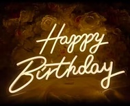 ป้ายไฟตกแต่งวันเกิด ป้ายไฟวันเกิด ป้ายสุขสันต์วันเกิด ป้ายHappy Birthday Warm White Integrative Neon