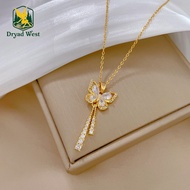 Dryad สร้อยคอพลอยรูปผีเสื้อพู่ระย้า แฟชั่นหรูเพชรเทียม สร้อยแฟชั่นสตรี