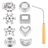 Baking Stamp Rosette Maker with 8 Cookie Cutter Design Options:Star, Flower, Circle, Heart, Hexagon,