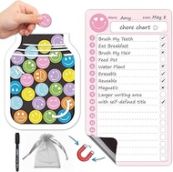 JJPRO Magnetic to Do List for Kids with Smiley Faces Reward Jar- 10" x5.5“ Home Chore Chart for Frid