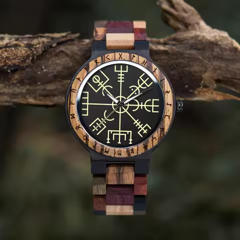 Men's Watches BOBO BIRD Viking Wooden Watch for Men Unique Wristwatch Customized Dropshipping