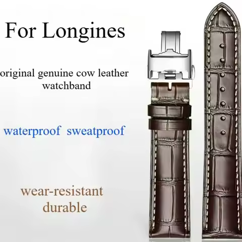 For Longines Master Collection/Conquest/Master Collection Moonphase Series Genuine Cowhide Leather W