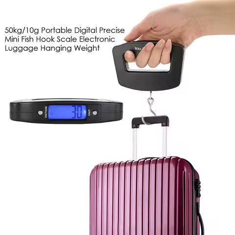 50kg Digital Fishing Scale Hanging Hook Pocket Kitchen Weight Balance Luggage Weighing Scale with Ba