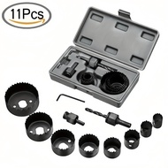 11pc Hole Saw Set with 8 Carbon Steel Blades 19Mm-64Mm-Woodworking Hole Cutting Tool with Hex Wrench