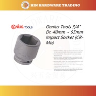 Genius Tools 3/4" Dr. 40mm ~ 55mm Impact Socket 6-point (CR-Mo)