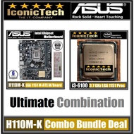 Intel Core i3-6100 + ASUS H110M-K COMBO BUNDLE DEAL (Used) Free CPU Fan