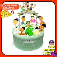 [CUSTOM NAME] Happy Birthday Cake Topper Anak-anak Sidek Decoration Set Party Accessories Banner Hia