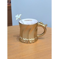 Starbucks Cup Chinese New Year Dragon Year Zodiac Pure Gold Retro Classic Simple Coffee Ceramic Mug with Stirring Rod
