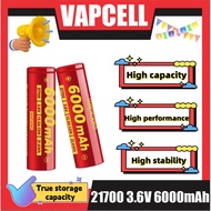 Vapcell INR 21700 Battery High-capacity 6000mAh F60 12.5A 3.6V Batteries Rechargeable For Flashlight