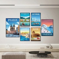Santorini, Hallstatt Austria, Innsbach, Ljubljana, Italy, Sicily, Prague, Spain, Netherlands,poster 