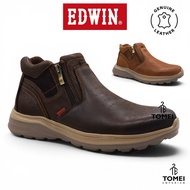 Edwin Men Genuine Leather Boots Casual Ankle Shoes Side Zip Comfortable Durable UK6-11 Brown Whisky 