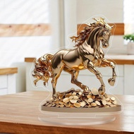 [yiodusi] 2D Flat Horse Statue Tabletop Sculpture for Indoor Dining Room Bedroom