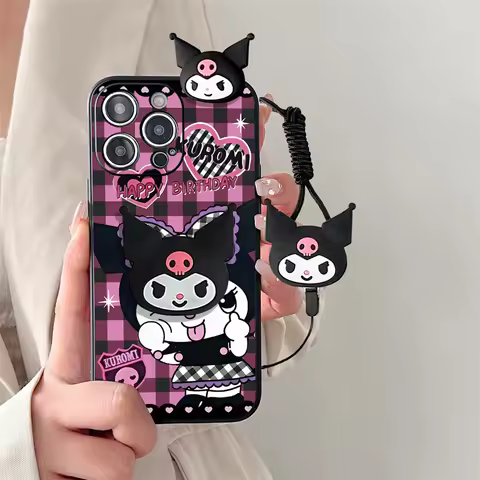 3D Cartoon Sanrio Kuromi Phone Case For Realme 5 5S 6 6S 6i 7 7i 8 8S 8i 9 9i Pro Plus With Holder L
