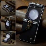 For Samsung Galaxy Z Flip7 5G Flip 7 FE Flip 6 Samsung Flip 7 2025 Ring Casing Luxury Leather Phone