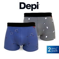 (2 Pcs) Depi Men Boxer Brief Trunk | Mixed Cotton | Ultra Soft, Comfortable & Breathable | Assorted 