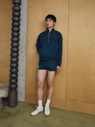 PMITH Axis Nylon Sweater in Mineral Blue